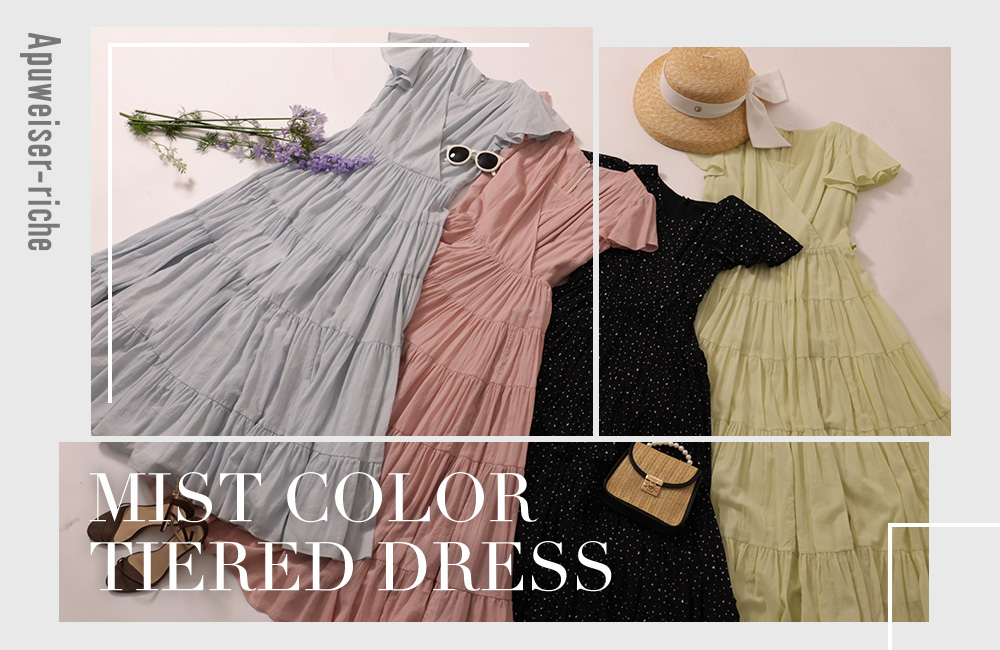 MIST COLOR TIERED DRESS